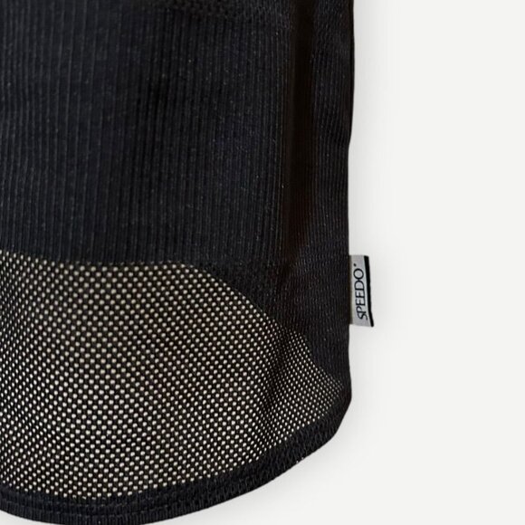 90s Speedo Mesh Cover Up Dress M Black Banded Beach Pool EUC Vintage Retro - Picture 3 of 5